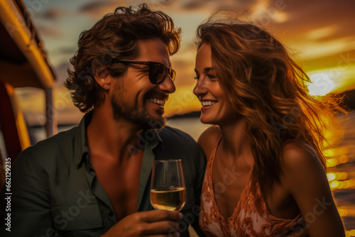 Champagne toast on a sailboat embracing the New Year in tropics 