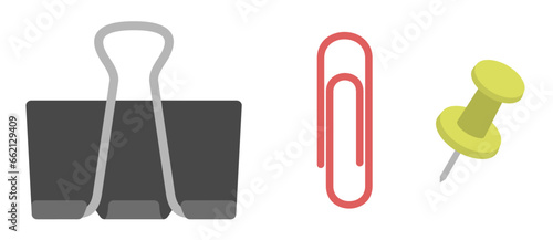 vector pins and paperclips isolated white background