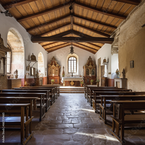 Fictional Church  Interior of a Catholic Church Without People