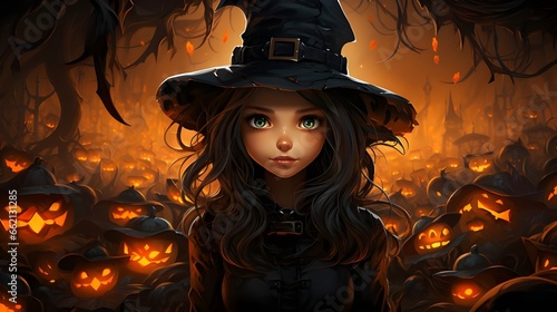 Halloween, Pumpkin, Mysterious, Fantasy, Magic, Cute, Girl, Classic