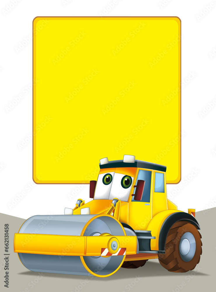 Naklejka premium cartoon frame border scene city construction site isolated illustration for children