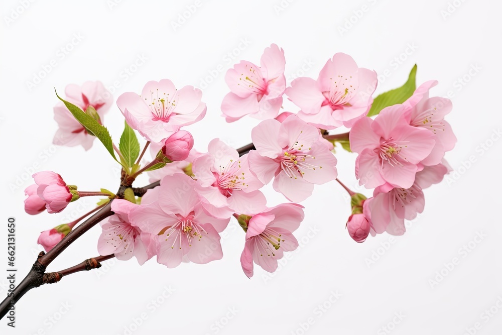 pink cherry blossoms isolated on white background