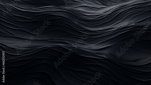 Black water background with ripples Wave surface of a dark ocean or sea in computer graphics 3D rendering of a black texture of water, oil, petroleum with waves and ripples © Muhammad