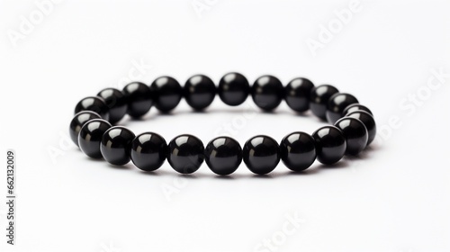 Black Obsidian stone bracelet, modern retro style fashion Isolated on white background