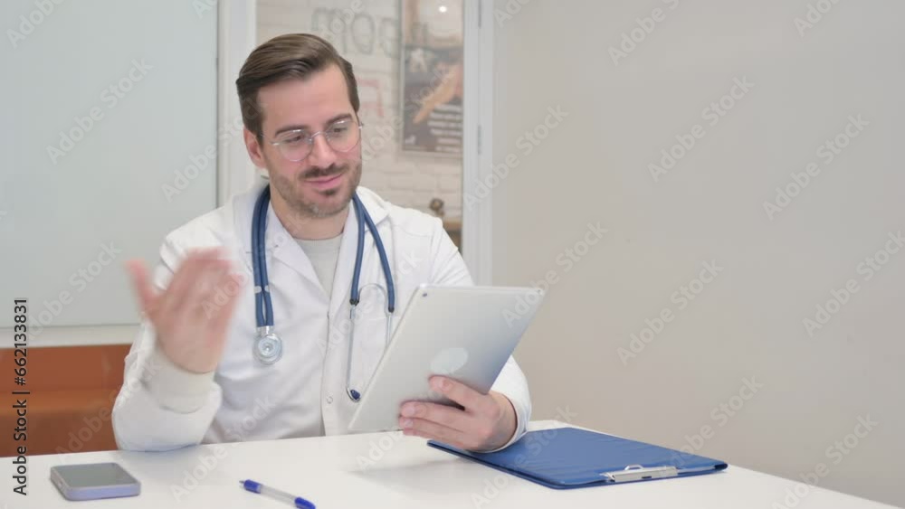 Middle Aged Doctor Talking on phone with Patient Middle Aged Doctor Talking on phone with Patient