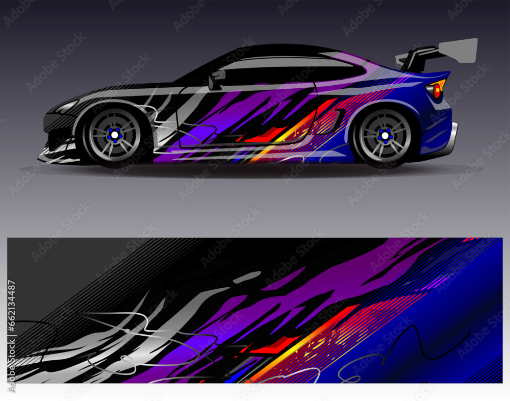 Car wrap design vector.Graphic abstract stripe racing background designs for vehicle, rally, race, adventure and car racing livery Car wrap design vector.Graphic abstract stripe racing background designs for vehicle, rally, race, adventure and car racing livery