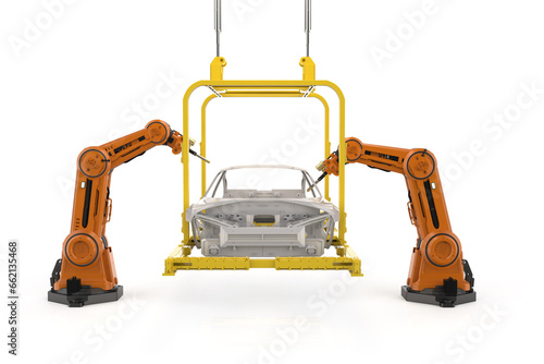 Automation automobile factory with robot assembly line manufacture ev car