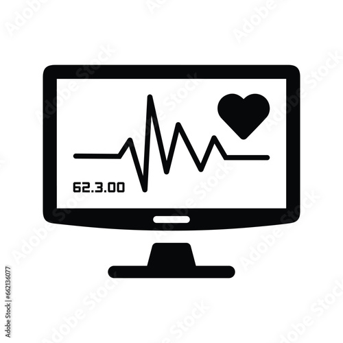 Ecg, flatlining, heart icon.