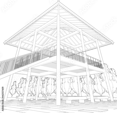 3D illustration of building project