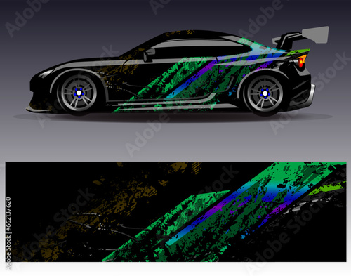 Car wrap design vector.Graphic abstract stripe racing background designs for vehicle  rally  race  adventure and car racing livery