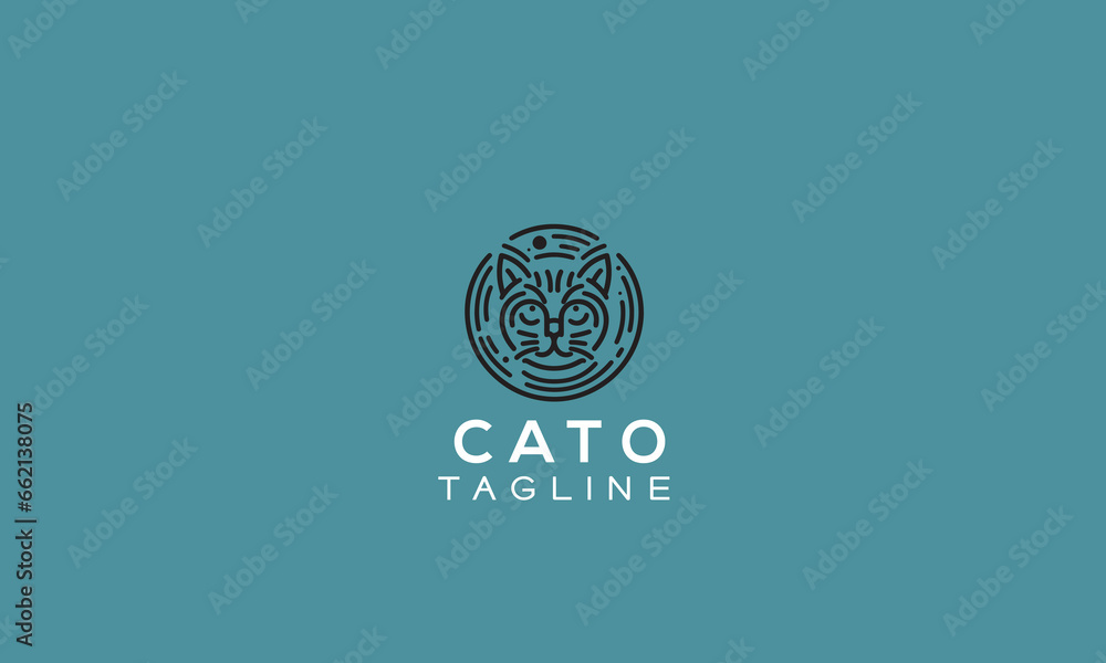 Fototapeta premium Cat vector logo icon design minimalistic and line art