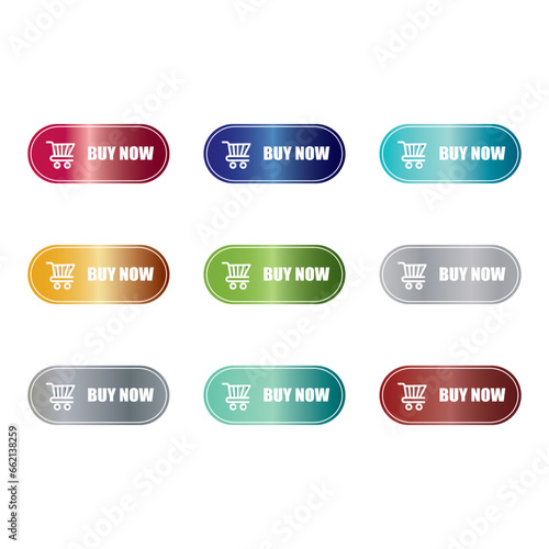 Buy now button, click, website icon set vector flat illustration on white background..eps