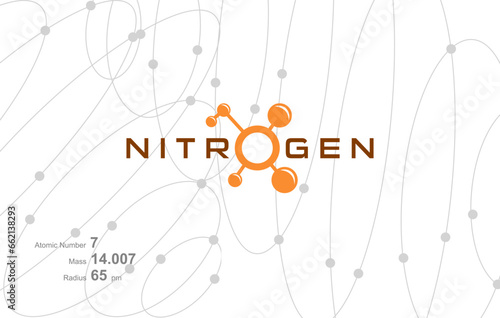 Modern logo design for the word "NITROGEN" which belongs to atoms in the atomic periodic system.