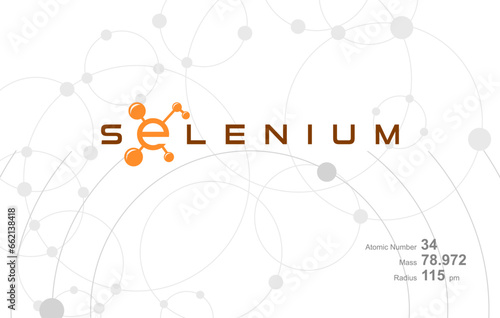 Modern logo design for the word "SELENIUM" which belongs to atoms in the atomic periodic system.