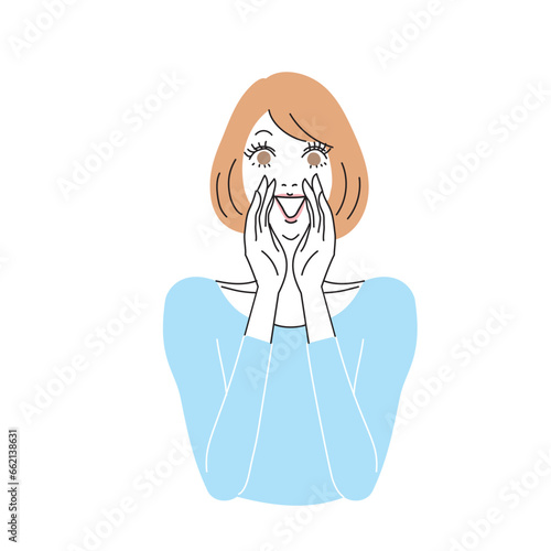 声援を送るボブヘアの女性上半身