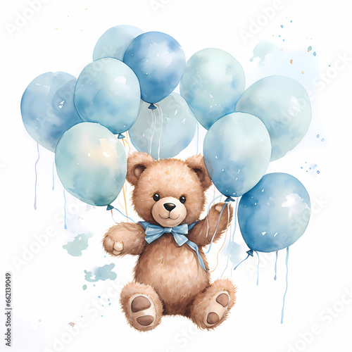 superbe illustration en aquarelle de petit ourson multicolre