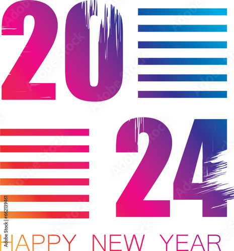 Happy new year 2024 design,colorful truncated number illustrations.design for poster, banner, greeting and new year 2024 celebration..eps