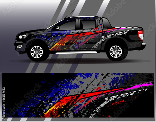 Car wrap design vector.Graphic abstract stripe racing background designs for vehicle  rally  race  adventure and car racing livery