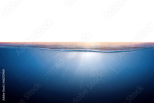 Blue water wave and bubbles on transparent background. BLUE UNDER WATER waves and bubbles. sea with sunlight reflection, Tranquil sea harmony of calm water surface. for graphic designing, editing.