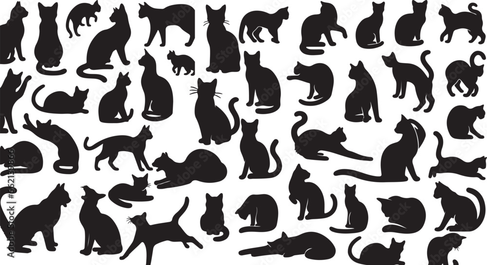 Cats silhouette Set, Cats collection