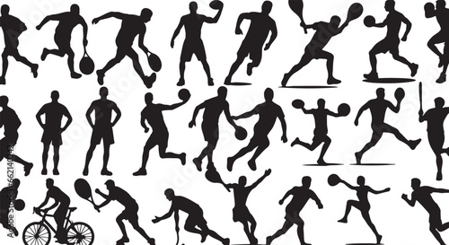 Sports man vector silhouette set