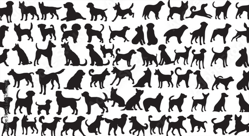 Dog Breeds vector silhouette set black