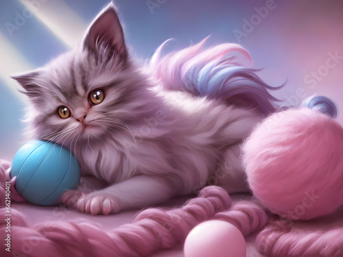 Little adorable cute fluffy persian exotic kitten