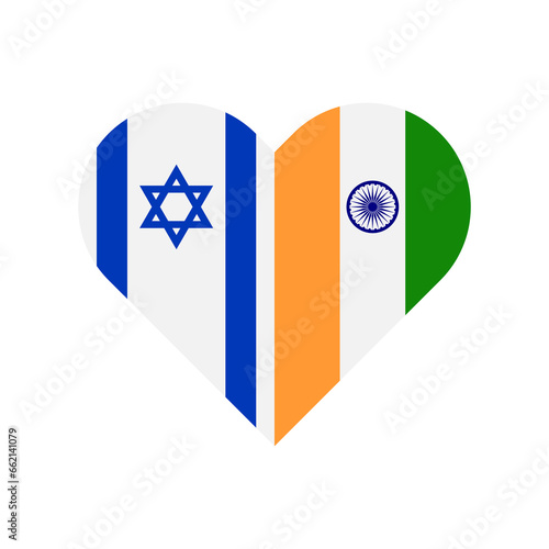 unity concept. heart shape icon of israel and india flags. vector illustration isolated on white background