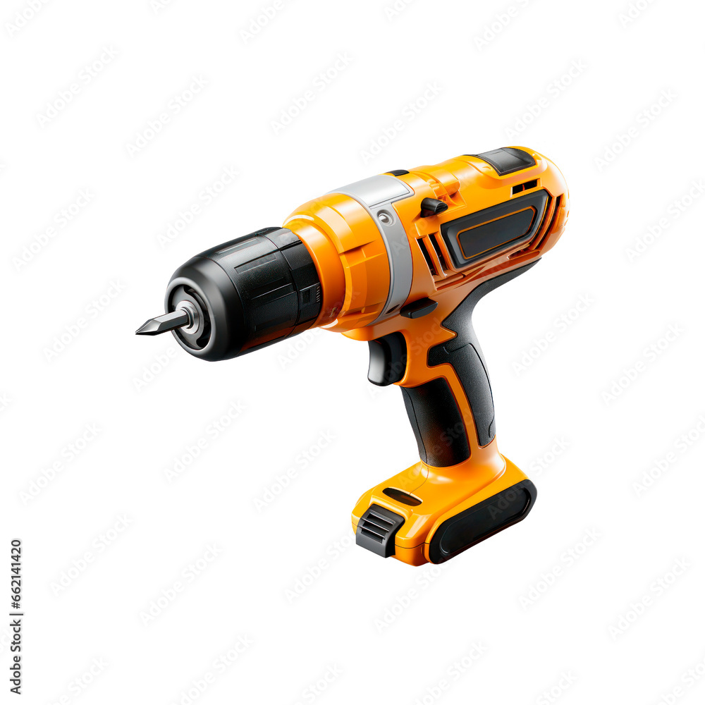 Electric screwdriver. Isolated on transparent background. 