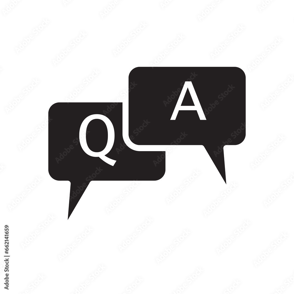 FAQ, questions and answers icon. Q and A speech filled vector sign ...