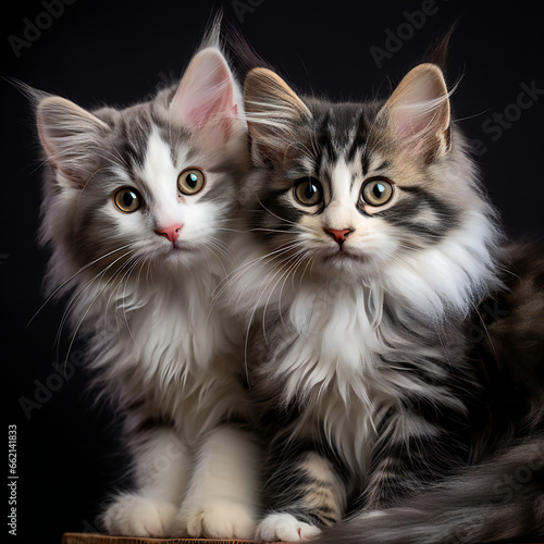 Twin grey and white kittens
