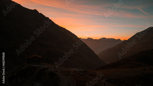 Sunset views from Timmelsjoch High Alpine Road in the Austrian Alps