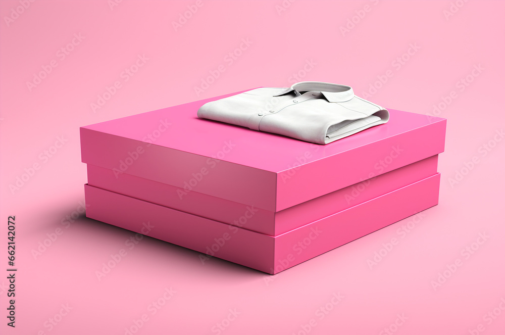 Mockup pink box with clothes for black friday Mockup pink box with clothes for black friday