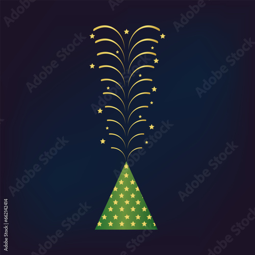 Diwali firework golden flowerpot cracker vector 