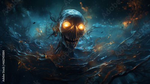 Emotion GHOUL Halloween Character in Spooky Halloween Landscape © Mathieu