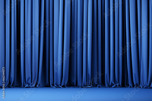 Blue Stage Curtain. Generative AI