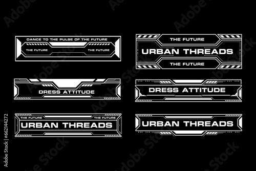 Futuristic cyberpunk sci fi interface element hud technology frame graphic vector design template	