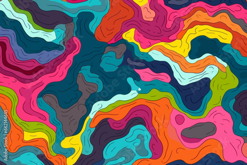 Topographic map quirky doodle pattern, wallpaper, background, cartoon, vector, whimsical Illustration