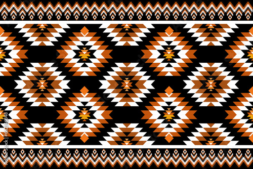 Traditional ethnic fabric pattern, seamless pattern design for textiles, rugs, wallpaper, clothing, sarong, scarf, batik, wrap, embroidery, print, background, vector illustration. thai fabric