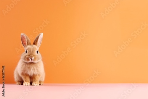 Cute little bunny. Little rabbit. Background with copy space. © vachom