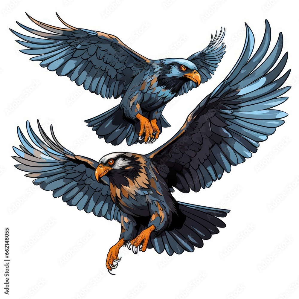 Obraz premium Cute hawk in cartoon style isolated on a white background