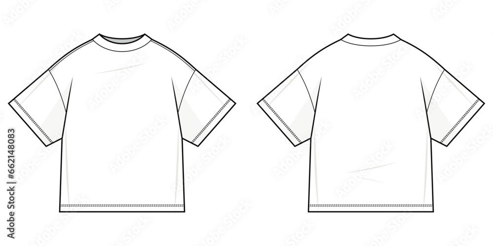 Basic T Shirt Flat Technical Fashion Illustration Tee Shirt Vector