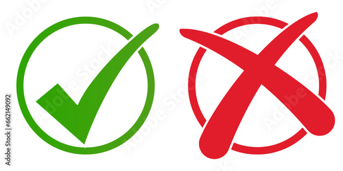 Green Tick and Red Cross icons vector illustration