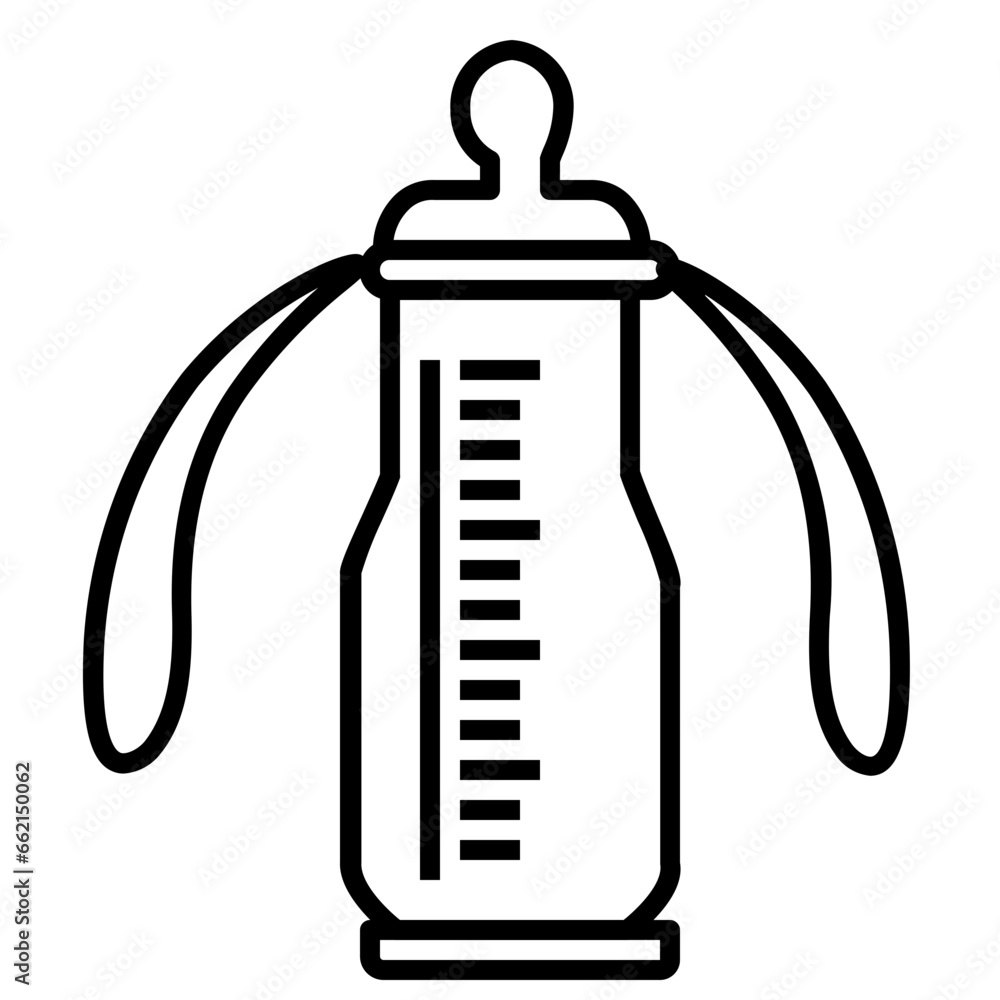 Baby Bottle Icon and Illustration in Line Style Baby Bottle Icon and Illustration in Line Style