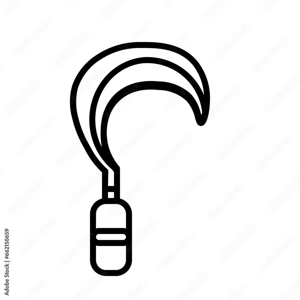 Sickle Icon and Illustration in Line Style Sickle Icon and Illustration in Line Style