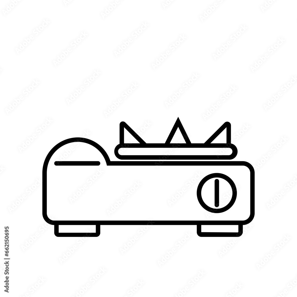 Portable Stove Icon and Illustration in Line Style Portable Stove Icon and Illustration in Line Style
