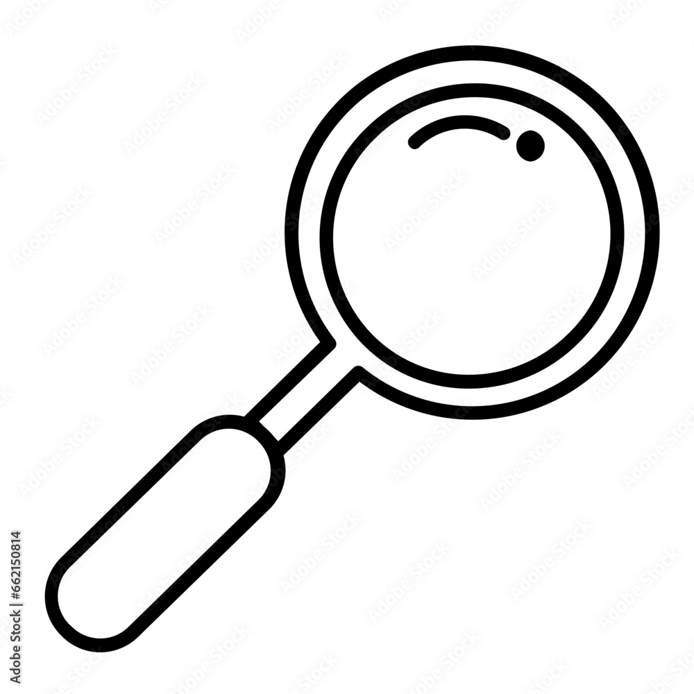 Magnifying Glass Icon and Illustration in Line Style Magnifying Glass Icon and Illustration in Line Style