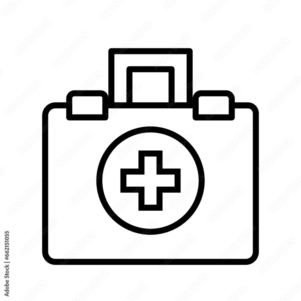 First Aid Icon and Illustration in Line Style First Aid Icon and Illustration in Line Style