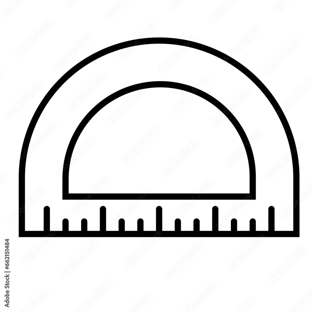 Simicircular Ruler Icon and Illustration in Line Style Simicircular Ruler Icon and Illustration in Line Style