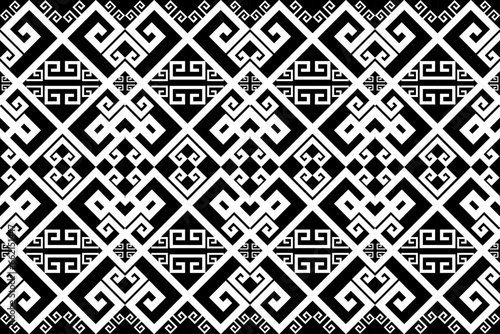 Wallpaper Mural Traditional ethnic fabric pattern, seamless pattern design for textiles, rugs, wallpaper, clothing, sarong, scarf, batik, wrap, embroidery, print, background, vector illustration. thai fabric Torontodigital.ca